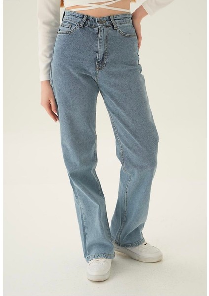 Kot Pantolon Yüksek Bel Bol Paça Jean Buzkar fiyatları