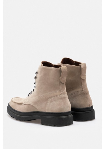 Bej Rengi Bağcıklı Hiker Stili El Yapımı Hakiki Süet Deri Erkek Bot indirimleri