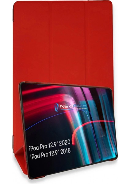 Ieg iPad Pro 12.9 (2021) Kılıf Tablet Smart Kılıf - Kırmızı