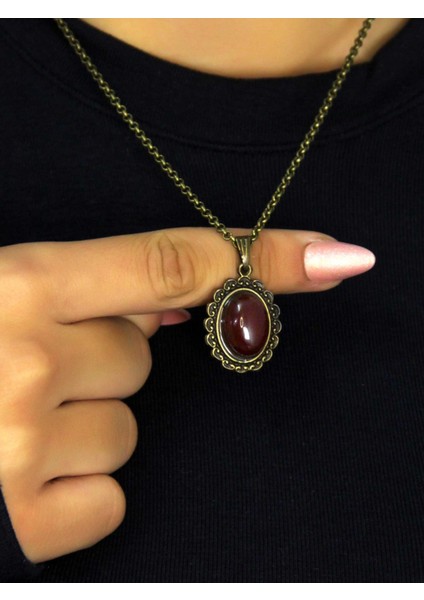 Doğal Taş Akik Doğal Taşlı Kadın Doğal Taş Otantik Kolye EUK27A