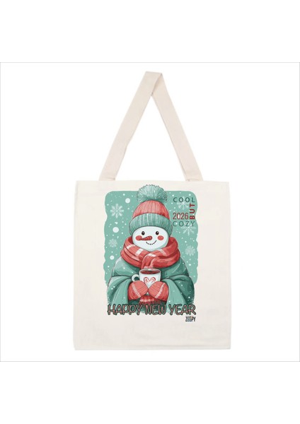Yılbaşı Tasarım Bez Çanta Alışveriş Çantası Omuz Çantası