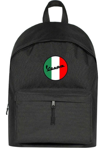 Vespa Logo Sırt Çantası Siyah Renk