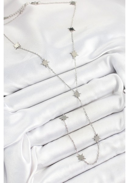 Bfs 316L Çelik Kutup Yıldızı Figürlü Y Model Gümüş Renk Kadın Kolye fiyatları