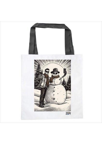 Yılbaşı Tasarım Bez Çanta Alışveriş Çantası Omuz Çantası