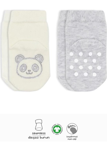 Bfs Bistyle Hayvan Figürlü Kaymaz Soket Çorap 2'li BS10104 Gri Ekru