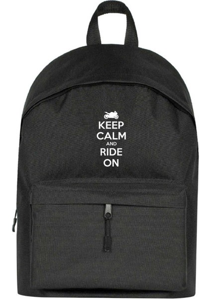 Keep Calm And Ride On Sırt Çantası Siyah Renk