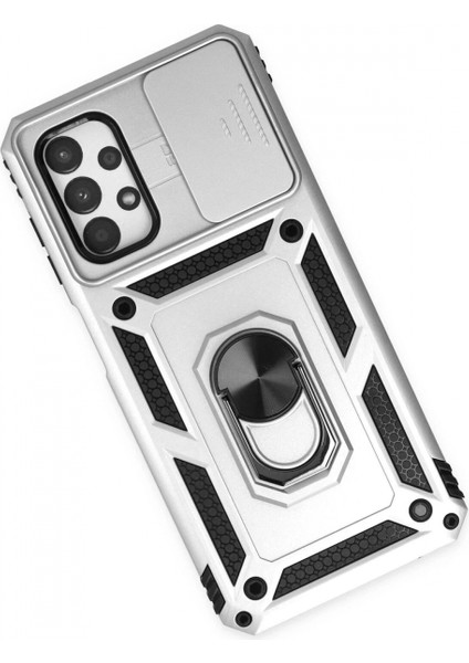 Samsung Galaxy A33 5g Kılıf Pars Lens Yüzüklü Silikon - Gümüş modelleri