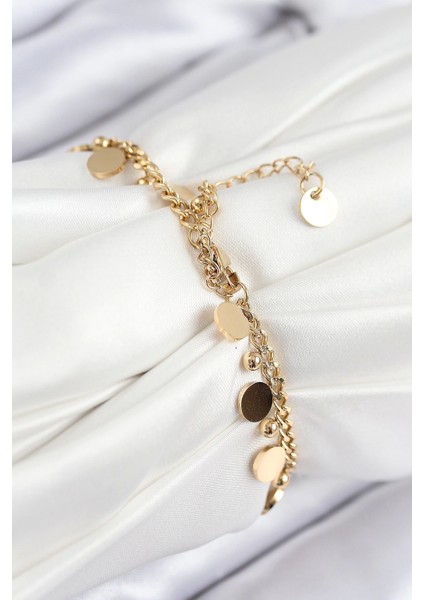 Bfs 316L Çelik Sıralı Pul Model Gold Renk Kadın Bileklik fiyatları