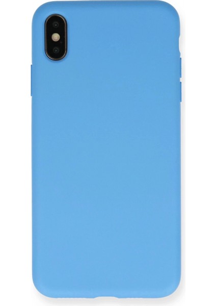 iPhone Xs Max Kılıf Nano Içi Kadife Silikon - Mavi