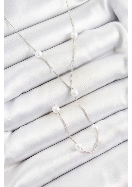 Bfs 316L Çelik Inci Figürlü Y Model Gümüş Renk Kadın Kolye