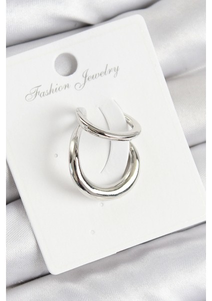 Bfs Pirinç Halka Model Gümüş Renk Sağ Kıkırdak Küpe