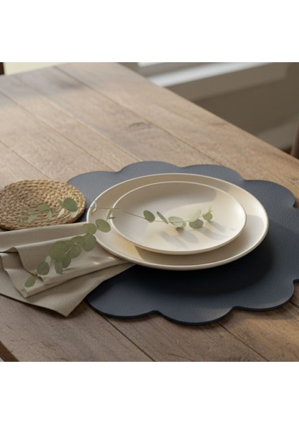 2 Adet Deri Lacivert Amerikan Servis 33X33 Cm-Kolay Silinebilir Supla-Çiçek Amerikan Servis fiyatları