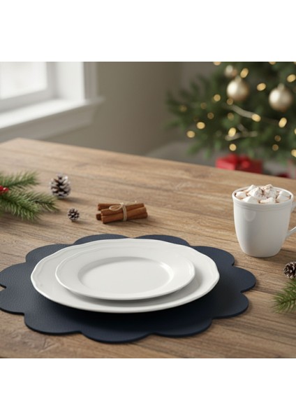 2 Adet Deri Lacivert Amerikan Servis 33X33 Cm-Kolay Silinebilir Supla-Çiçek Amerikan Servis indirimleri