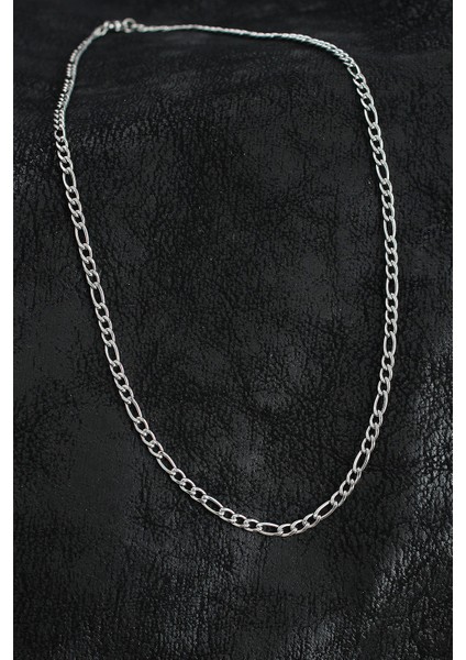 Bfs 316L Çelik Klasik Figaro Zincir Model Gümüş Renk Erkek Kolye