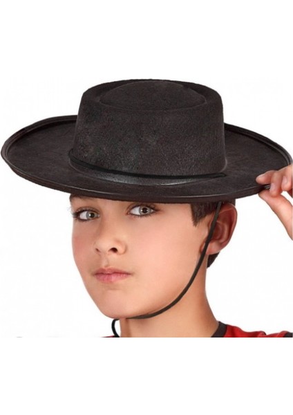 - Siyah Renk Keçe Flamenko Şapkası Çocuk Boy