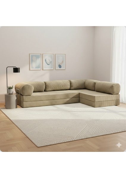 300X200 Teddy Serisi Köşe Açık Uzanma Modüler Koltuk | Yıkanabilir Corduroy Kumaş | Çok Fonksiyonlu Yer Yatağıyeny Fitilli Kadife | Köşe Koltuk | Köşe Takımı | Modüler Köşe Takımı