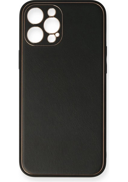 iPhone 12 Pro Max Kılıf Coco Deri Silikon Kapak - Siyah