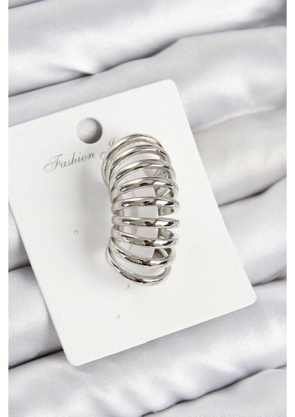 Bfs Pirinç Yay Model Gümüş Renk Sağ Kıkırdak Küpe