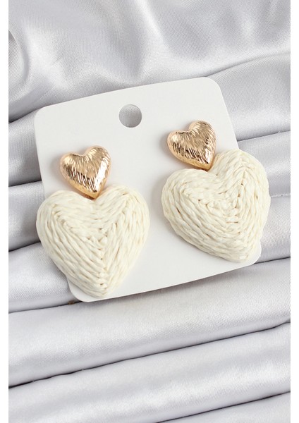 Bfs Krem Kalp Figürlü Hasır Örgü Model Gold Renk Kadın Küpe