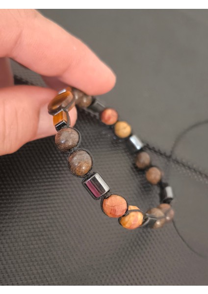 Bronzit-Kaplangözü-Jasper-Damla Kehribar Doğaltaş Bileklik Takı Aksesuar Erkek Bileklik indirimleri