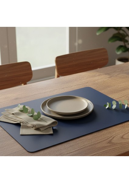 2 Adet Lacivert Deri Amerikan Servis Supla Dikdörtgen Siyah 33X44-KOLAY Silinebilir Supla indirimleri