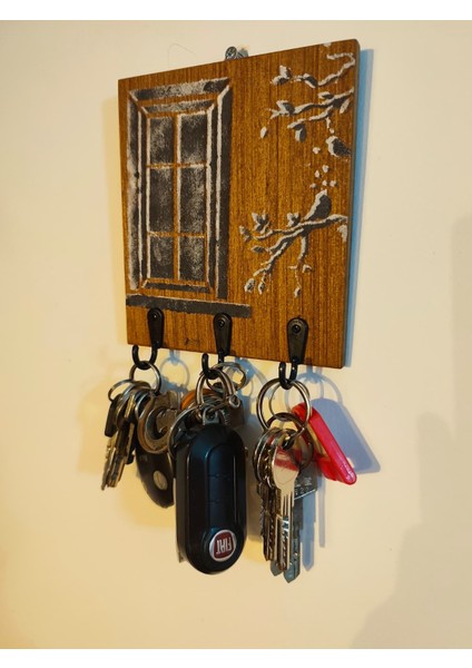Ahşap Dekoratif Duvar Anahtarlık Askısı Ev Desenli Anahtar Düzenleyici ,çoklu Kancalı Duvar Tipi Anahtar Askısı Çok Amaçlı Askılık Modern Tasarım Ev ve Ofis Yazlık Için modelleri