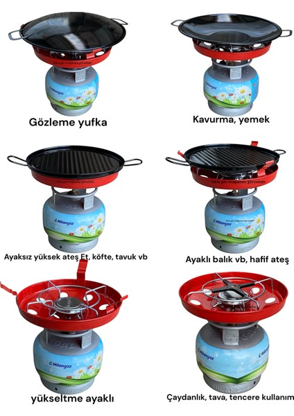 Küçük Tüp Sac Tava Dumansız Mangal Ocak Kavurma Gözleme Izgara Çok Amaçlı Piknik Tüpü Sacı 40CM fiyatları