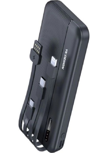 10000 Mah Micro Type-C USB Lightning 4 Kablolu Hızlı Kablosuz Şarj Powerbank