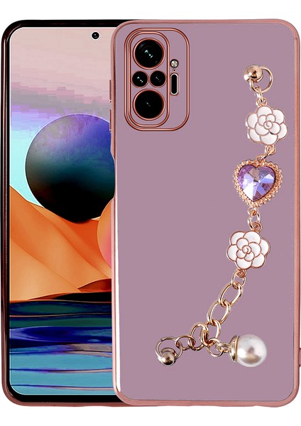 Xiaomi Redmi Note 10 Pro Kılıf El Tutamaçlı Kamera Korumalı Tcmk Taka Silikon Kapak-Mor