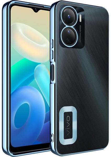 Vivo Y16 Kılıf Kamera Korumalı Logo Gösteren Tcmk Omega Kapak-Sierra Mavi