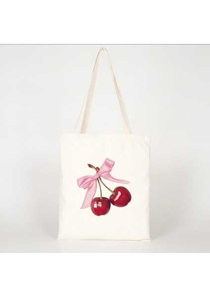 Cherry Baskılı Canvas Çanta
