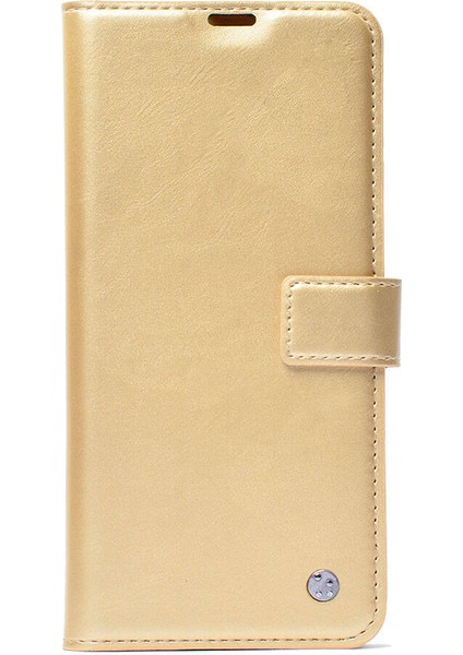 Galaxy S10 Kılıf Tcmk Kar Deluxe Kapaklı Kılıf-Gold