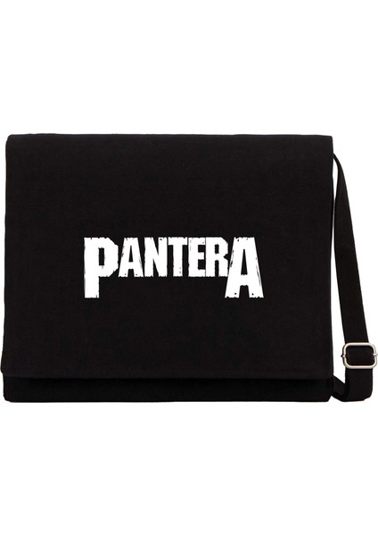 Pantera Logo Siyah Kanvas Postacı Çantası