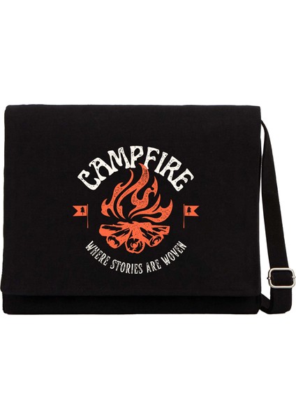 Camp Fire Siyah Kanvas Postacı Çantası