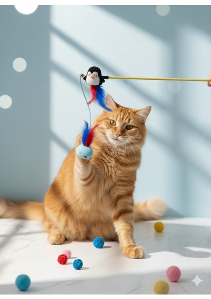 Kedi Oltası 90 cm – Peluş Oyuncaklı Tüylü Etkileşimli Kedi Oyuncağı fırsatları