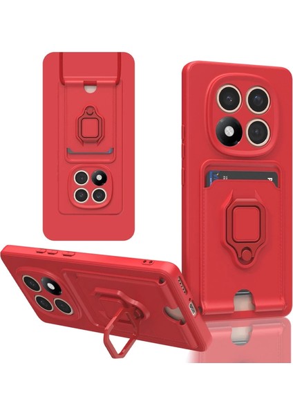Xiaomi Redmi Note 14 Pro Plus Kılıf Zuma Kartvizitli Yüzüklü Silikon - Kırmızı