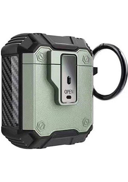 Airpods Uyumlu Tcmk Airbag 35 Darbelere Karşı Dayanıklı Düğmeli Kılıf-Yeşil