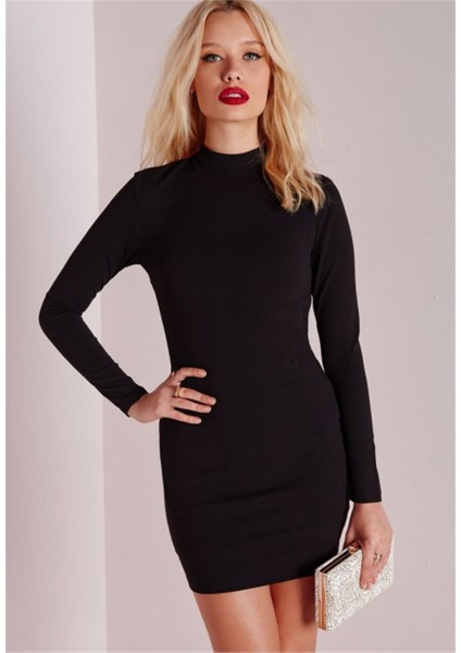 B101336 Uzun Kollu Mini Elbise