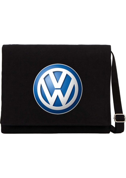 Volkswagen Logo Siyah Kanvas Postacı Çantası