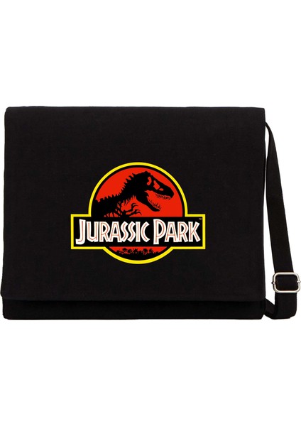 Jurassic Park Classic Siyah Kanvas Postacı Çantası