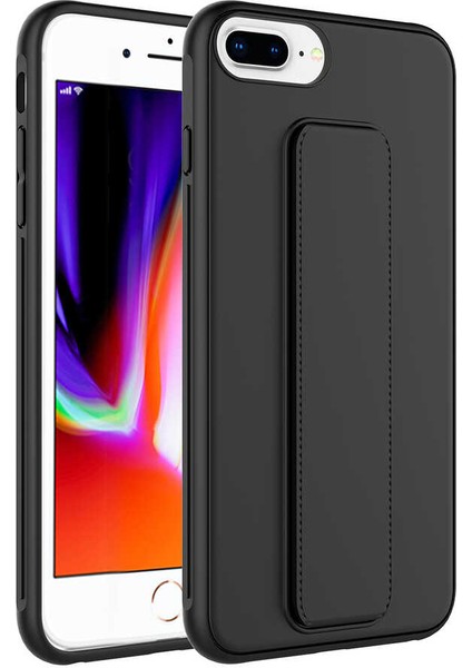 iPhone 8 Plus Kılıf Tcmk Qstand Kapak-Siyah
