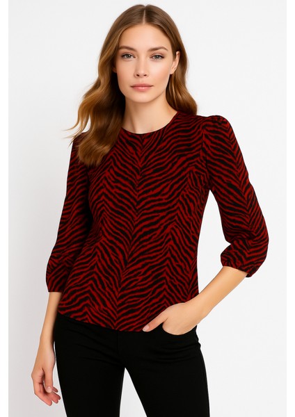 Kadın Bisiklet Yaka Esnek Desenli Spor Şık Truvakar Kol Bluz fiyatları