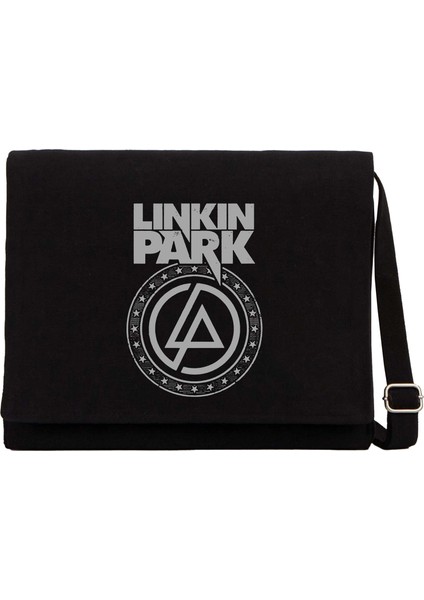 Linkin Park Logo ve Star Siyah Kanvas Postacı Çantası