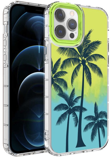 iPhone 13 Pro Max Kılıf Kamera Korumalı Renkli Desenli Sert Silikon Tcmk Korn Kapak-No8