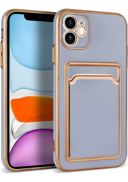 Apple iPhone 11 Kılıf Tcmk Bark Kartlıklı Kapak-Lila