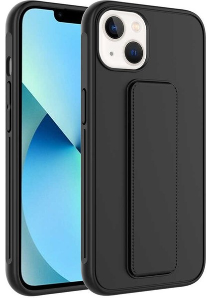 iPhone 14 Plus Kılıf Tcmk Qstand Kapak-Siyah