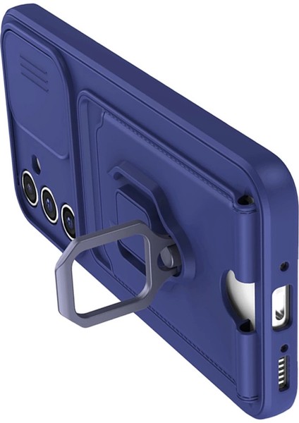 Samsung Galaxy A56 Kılıf Zuma Kartvizitli Yüzüklü Silikon - Lacivert modelleri