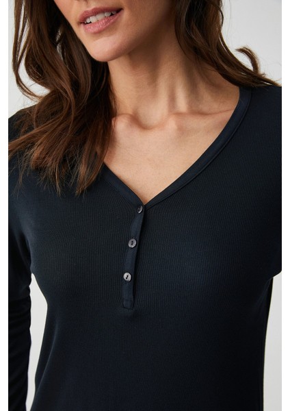 Uzun Kol V Yaka Kadın Pijama Takım 9930 fiyatları