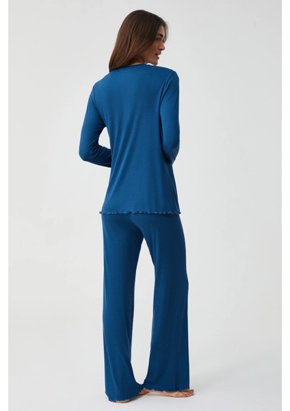 Uzun Kol V Yaka Kadın Pijama Takım 9930 indirimleri