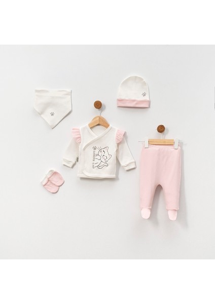Mini Lüks Sweet Cat 5’li %100 Pamuklu Bebek Takımı – Kız Bebek Yenidoğan Seti”